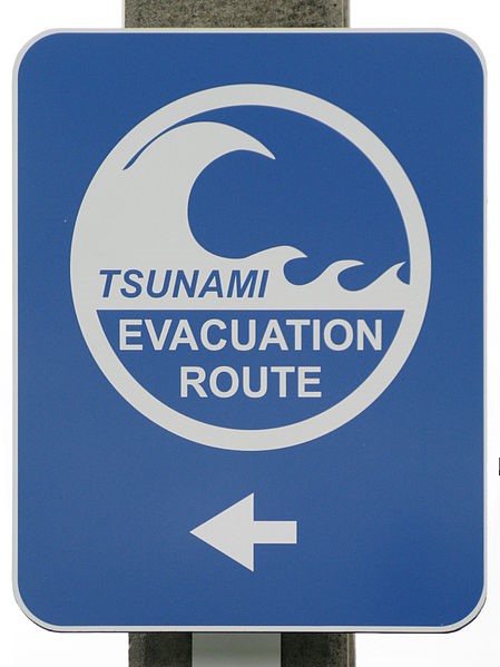 tsunami evacuation route sign