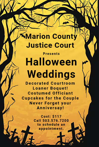 Marion county Justice court Halloween Weddings