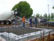 pouring cement for new foundation.