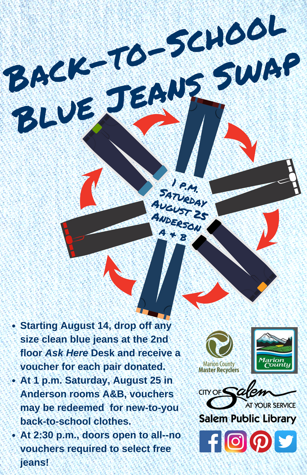 Back to School Blue Jeans Swap poster