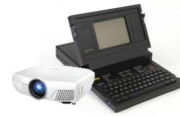 Image of a laptop and a projector