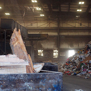 garbage pile inside the Marion Resource Recovery Center