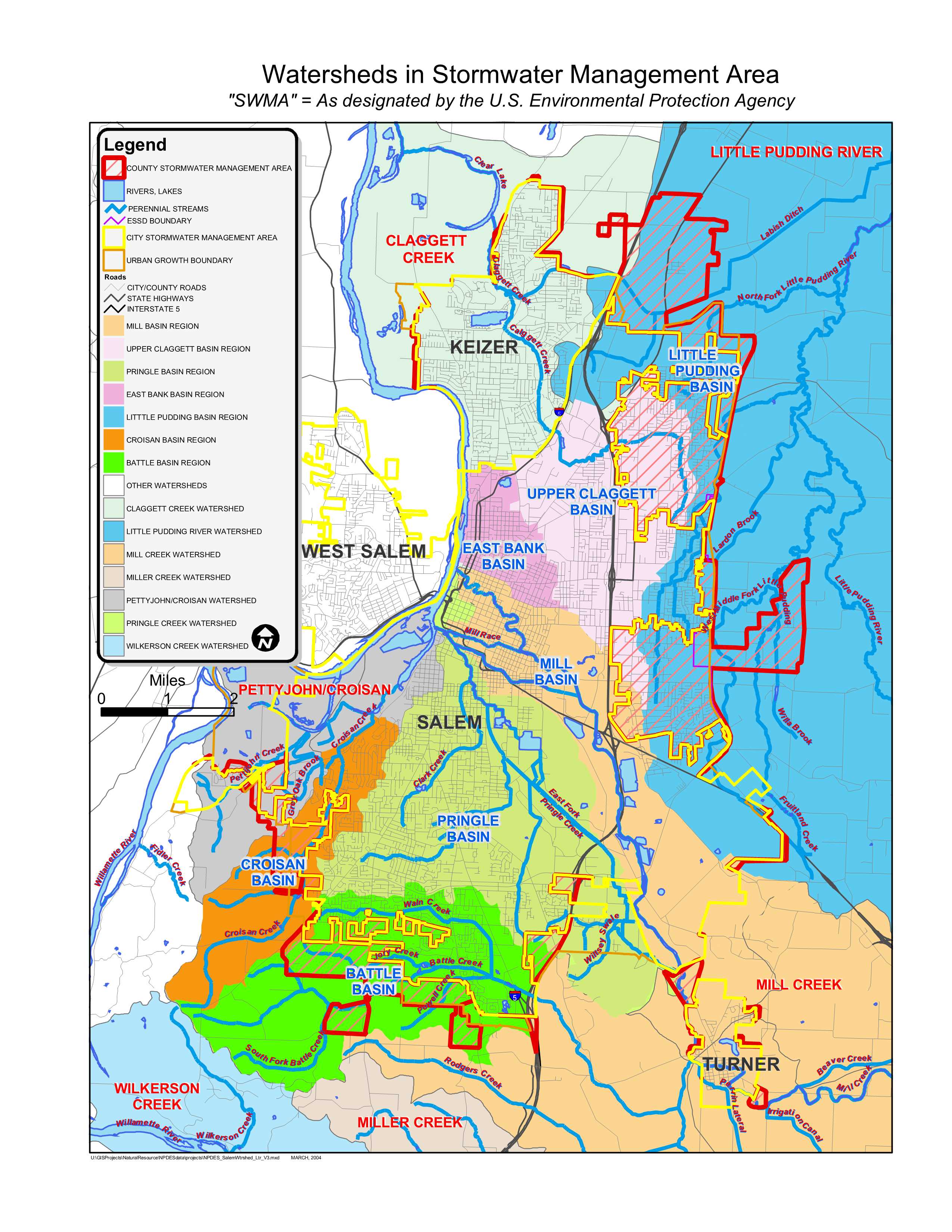Watersheds in stormwater management area map