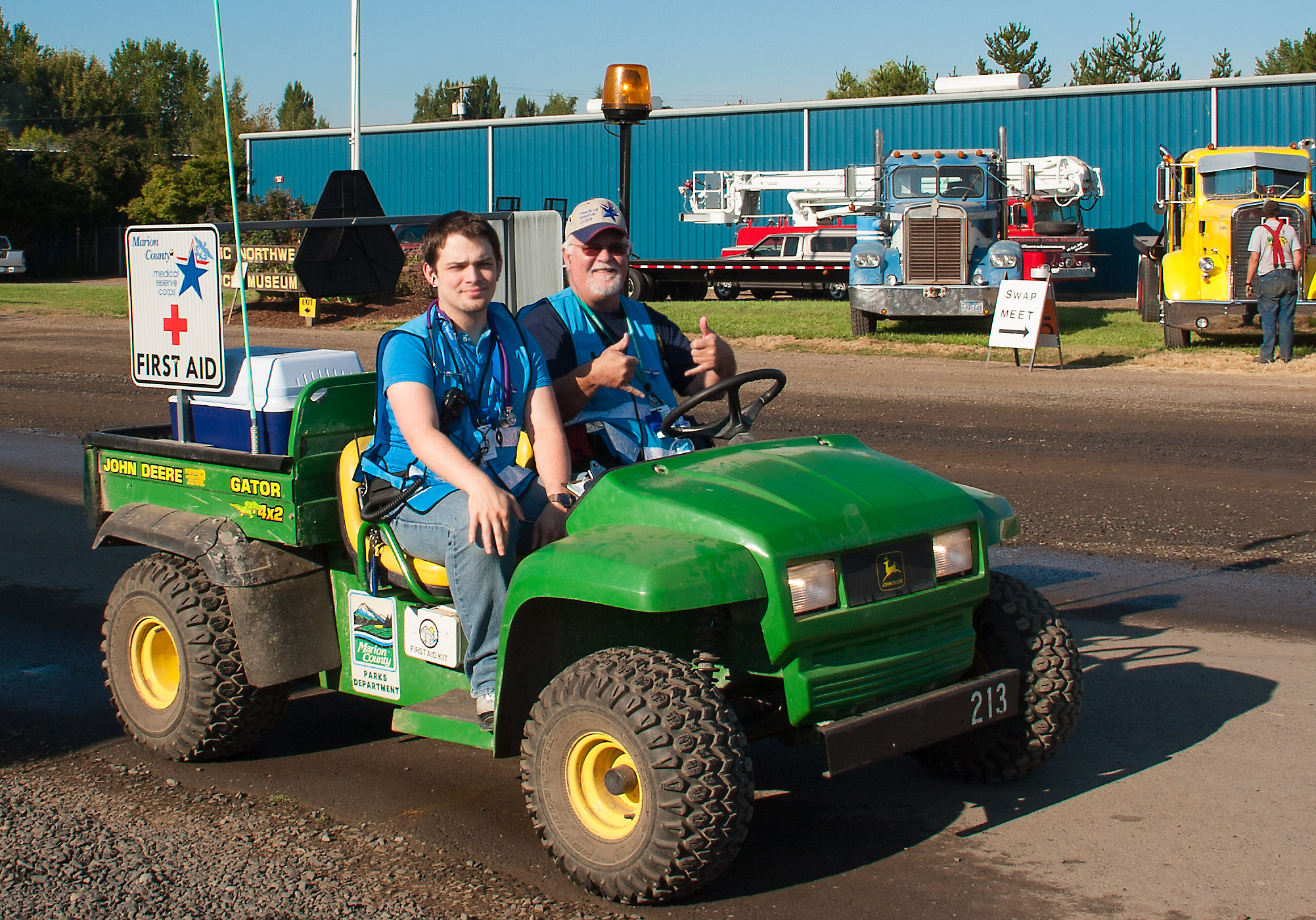 Medical Reserve Corps members driving First Aid ATV