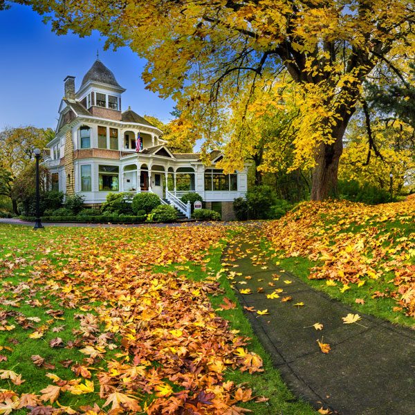 Historic Deepwod Estate with autumn leaves
